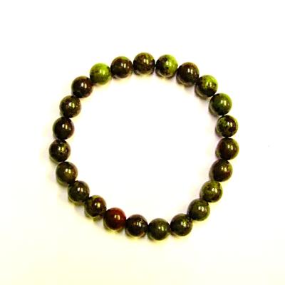 PLAIN POWER BEAD BRACELET IN DRAGON'S BLOOD JASPER (NO TOGGLE) 10 PACK.   SPR15336BRWH