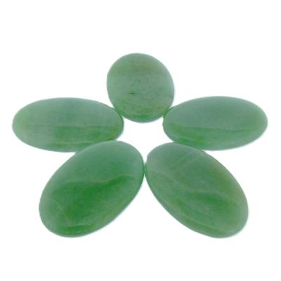 10 Pack Of Green Aventurine Flat Oval Palm Stones.   SPR16607WH