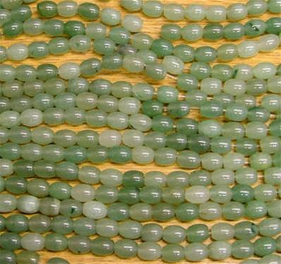 GREEN AVENTURINE RICE BEADS ON A STRING. SPR6033