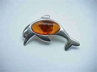 SILVER and AMBER BROOCH - refBN8C323002