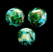 SET OF 3 ROUND MALACOLLA DOME POLISHED CABOCHONS.   SP11030POL