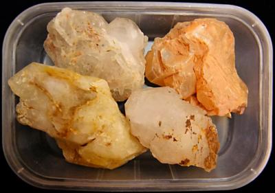 QUARTZ DOUBLE TERMINATED POINTS (4 PIECES) WHOLESALE TRAY LOT.   SP11257WHSHF