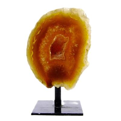 Agate Geode Half With Polished Front Cut Base On Metal Stand.   SP16629POL