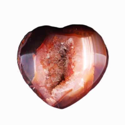 Carnelian Gemstone Polished Geode Heart Carving.   SP17571POL