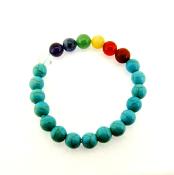 CHAKRA POWER BEAD BRACELET IN RECONSTITUTED TURQUOISE.   SPR12386BR