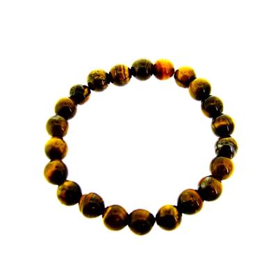 PLAIN POWER BEAD BRACELET IN TIGERSEYE (NO TOGGLE) 10 PACK.   SPR13696BRWH
