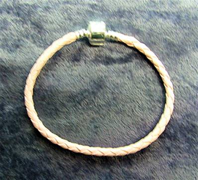 WOVEN LEATHER 7.5" PANDORA STYLE BRACELET FOR CHARM BEADS. 36170323