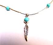 NATIVE AMERICAN SILVER WITH TURQUOISE PENDANT NECKLACE. 935NT