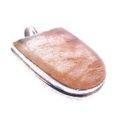 One off 925 Silver designer pendant featuring a large Quartz cabochon with Golden Rutile.   SP251PEND