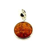 DESIGNER 925 SILVER WITH AMBER ROUND PENDANT.   SPR12259PEND