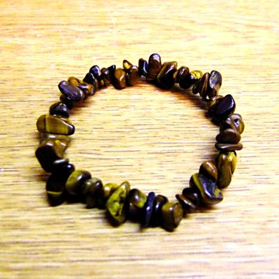 ELASTICATED TIGERSEYE CLUSTER CHIP BRACELET 10 PACK.    SPR14294BRWH