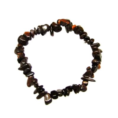 ELASTICATED RED TIGER'S EYE CRYSTAL CHIP BRACELET 10 PACK.   SPR16155BRWH