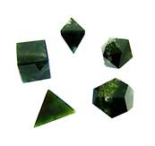 GREEN MOSS AGATE SACRED GEOMETRY SET IN WOODEN BOX. SPR9221POL