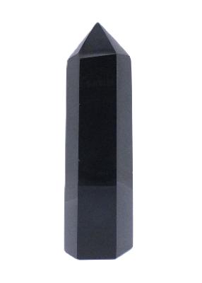 Fully Polished And Facetted Tower/ Point In Black Obsidian.   SP17319POL