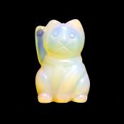 Lucky Chinese Waving Cat Carving in Opalite.   SPR15159POL