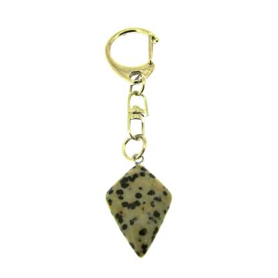 Diamond Shape Gemstone Keyring in Dalmatian Jasper.   SPR15572POL