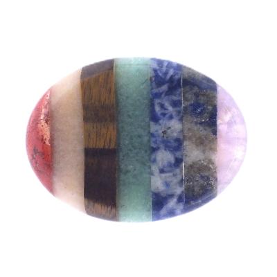 Wholesale 10 Pack Fully Polished Oval Palm Stones With Thumb Dimple In Chakra Colours.   SPR17779WH