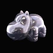 Carving Of A Hippopotamus In Silver Sheen Obsidian.   SP17229POL