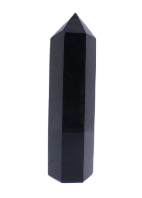 Fully Polished And Facetted Tower/ Point In Black Obsidian.   SP17318POL