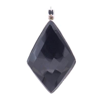 Unique 925 Silver designer pendant featuring a faceted diamond-shaped cabochon in Black Onyx.   SP2547PEND