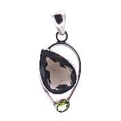 925 Silver Designer Pendant With Smokey Quartz & Peridot.   SP5734PEND