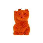 Lucky Chinese Waving Cat Carving in Copper Goldstone.   SPR15161POL
