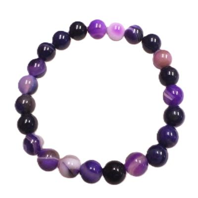 PLAIN POWER BEAD BRACELET IN PURPLE DYED AGATE. (NO TOGGLE) 10 PACK.   SPR17173BRWH