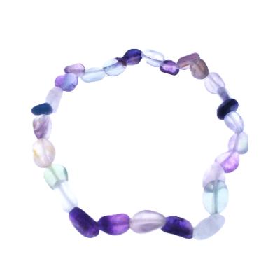 Polished Pebble Elasticated Bracelet In Fluorite.   SPR17425BR
