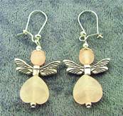 SILVER PLATED 'FAIRY WINGS' PENDANT EARRINGS FEATURING ROSE QUARTZ. SPR7636ER