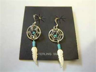 Small Dreamcatcher Turquoise Earrings. 097E