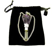 DOWSING PENDULUM FEATURING ANGEL CARVING IN AMETHYST & FACETED POINT IN QUARTZ..   SP13484POL 