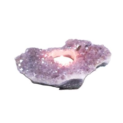Amethyst Druze Single Candle Tea Light Holder.   SP17065SLF