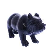Carving Of A Bulldog In Black Obsidian.   SP17220POL