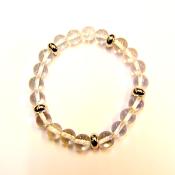 SILVER PLATED AND POWER BEAD BRACELET IN QUARTZ. (NO TOGGLE).   SPR14370BR
