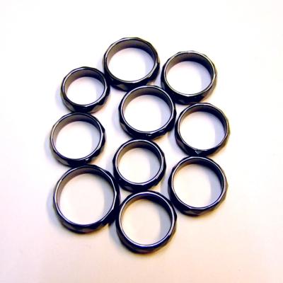 50 PACK OF HEMATITE FACETED RINGS IN VARIOUS SIZES.   SPR14492WHA
