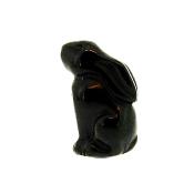CARVING OF A HARE IN BLACK OBSIDIAN.   SPR14660POL