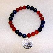 Mandala Charm Power Bead Bracelet with Carnelian & Lapis Lazuli Beads.   SPR15247BR
