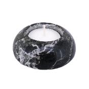 Single Hole Round and  Domed Tea Light Holder In Black Zebra Jasper.   SPR17244POL