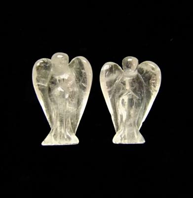 SET OF TWO ANGEL CARVINGS IN QUARTZ.   SP13176POL