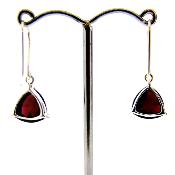 925 Silver Pendant Earrings Featuring A Faceted Triangle Shape Garnet Gemstone.   SP16902ER