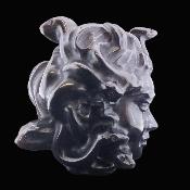 Gemstone Medusa Head Carving In Silver Sheen Obsidian.   SP17107SLF   