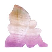 Carving Of A Sitting Angel Figure In Yellow/ Pink Fluorite.   SP17820POL