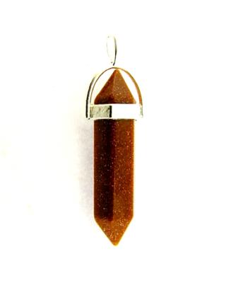 COPPER GOLDSTONE DOUBLE TERMINATED HEALING POINT PENDANT.   SPR12428PEND 