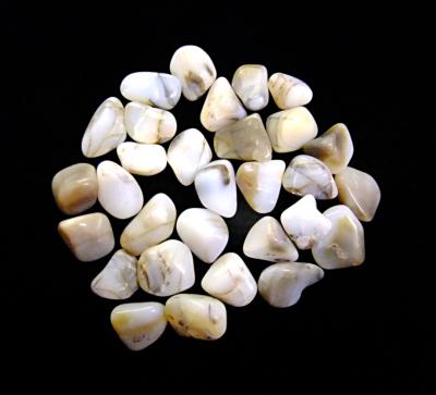 OPAL WHITE POLISHED TUMBLE STONES 3 A (500g BAG).   SPR13037WHA