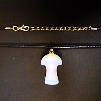 Gemstone Mushroom Pendant in Opalite with silver plated bail.   SPR15370PEND