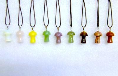 10 x Gemstone Mushroom Pendants.   SPR15379WH