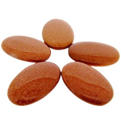 10 Pack Of Copper Goldstone Flat Oval Palm Stones.   SPR16606WH