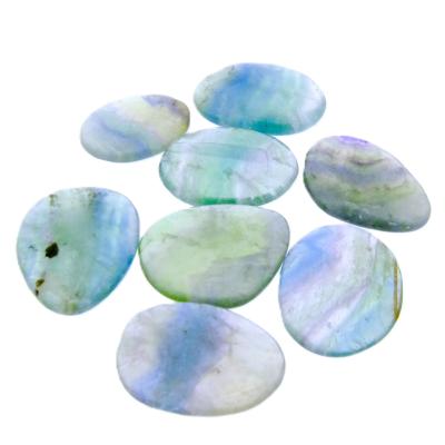 10 Pack Of Fluorite Flat Polished Palm Stones.   SPR16613WH