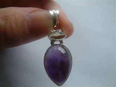 Amethyst with facet citrine Indian Silver pendant 3.5-4cm. 513