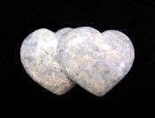 TWIN HEART CARVING IN BLUE CALCITE.   SP12176POL